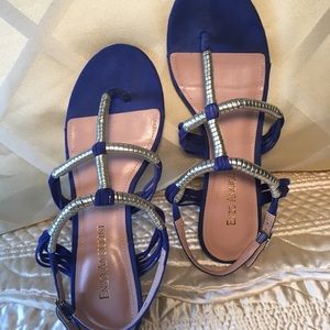 Enzo Angiolini Wedge Sandals, Royal Blue/Silver 6